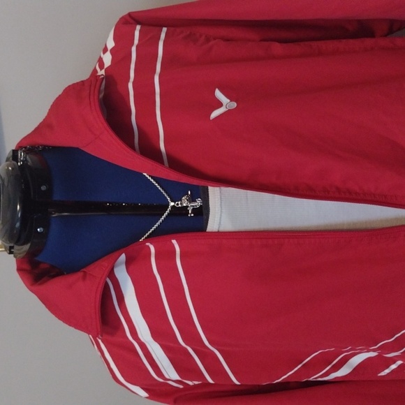 🆕 Mesh Lined Red & White Full Zip ATHLETIC JACKET By VICTOR!! - Picture 2 of 7